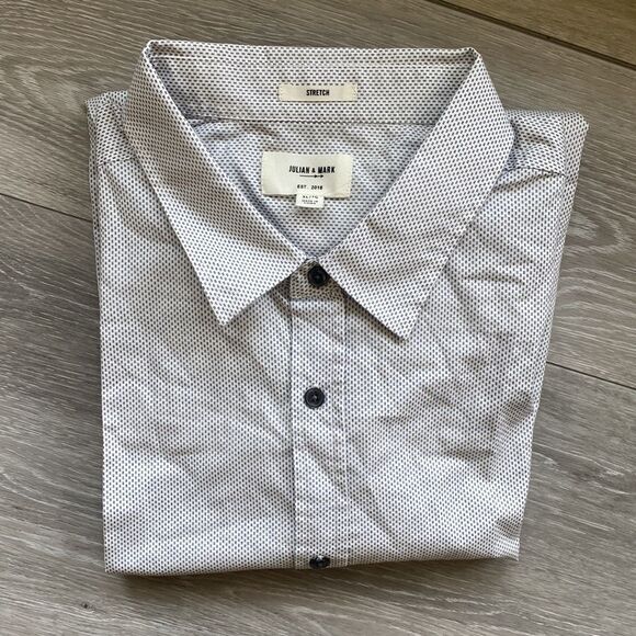 JULIAN & MARK‎ WHITE/CHARCOAL LONG SLEEVE BUTTON UP SHIRT XL NWT - Picture 2 of 4